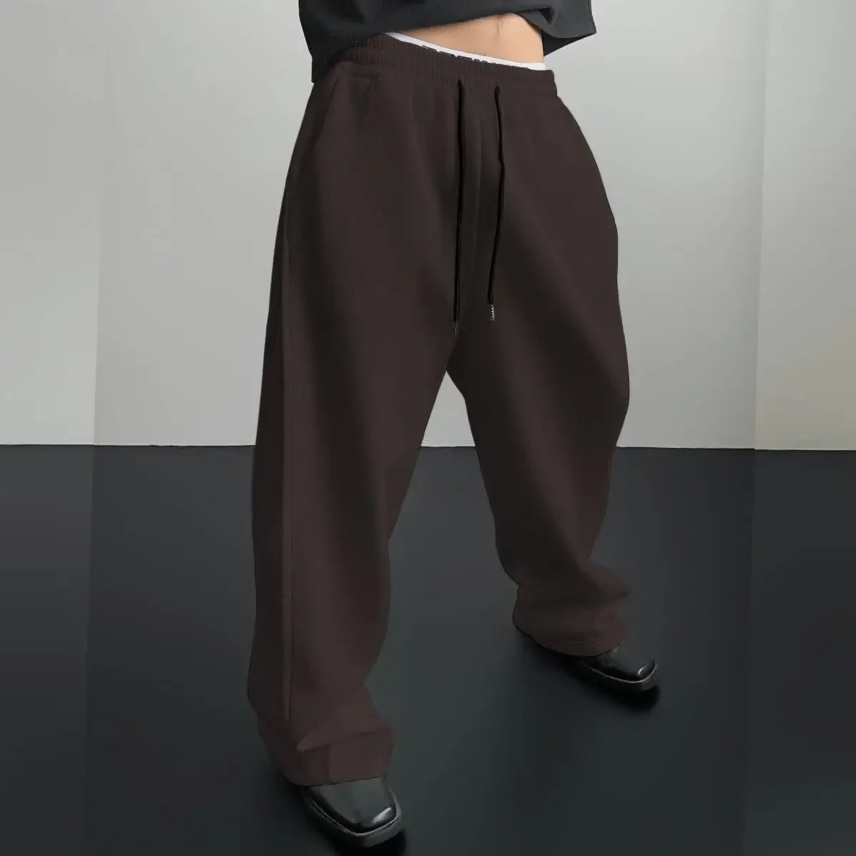 Pantalon de survêtement large Y2K Harajuku pour femmes, streetwear, ample, surdimensionné, gris, de sport, taille haute, avec cordon de serrage, décontracté