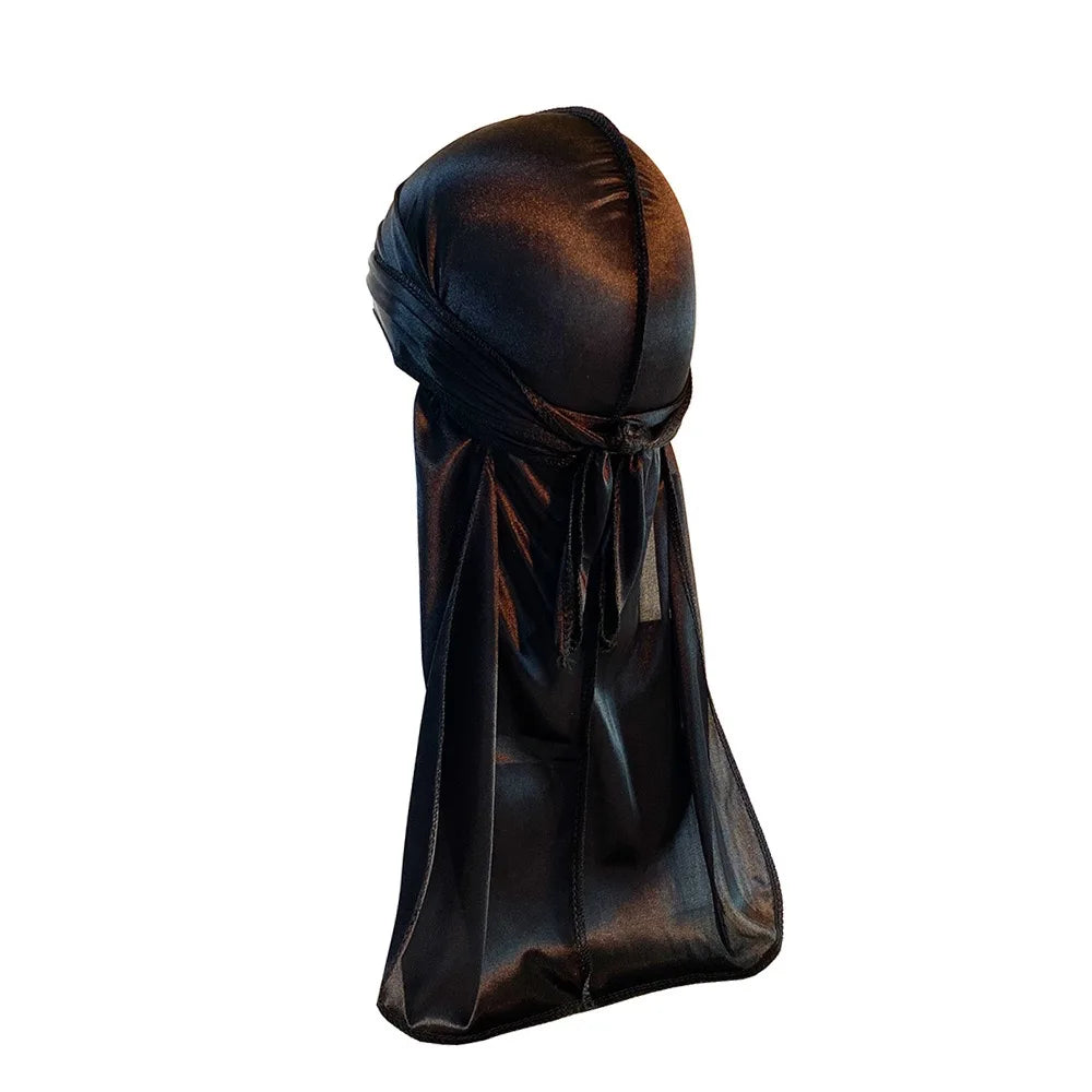 1-4Pcs New Silk Plus (High-Density) Durag Bandana Turban Hat Men Breathable Long Tail Doo Rag for men Durags Pirate Hat Headband