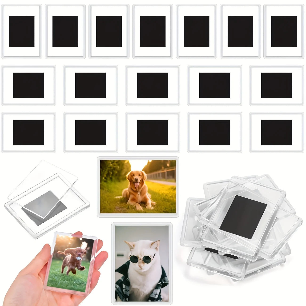 Small photo frame 12/20Pcs Blank Photo Frame Insert Fridge Magnets, Mini Magnetic Refrigerator Photo Picture Frames
