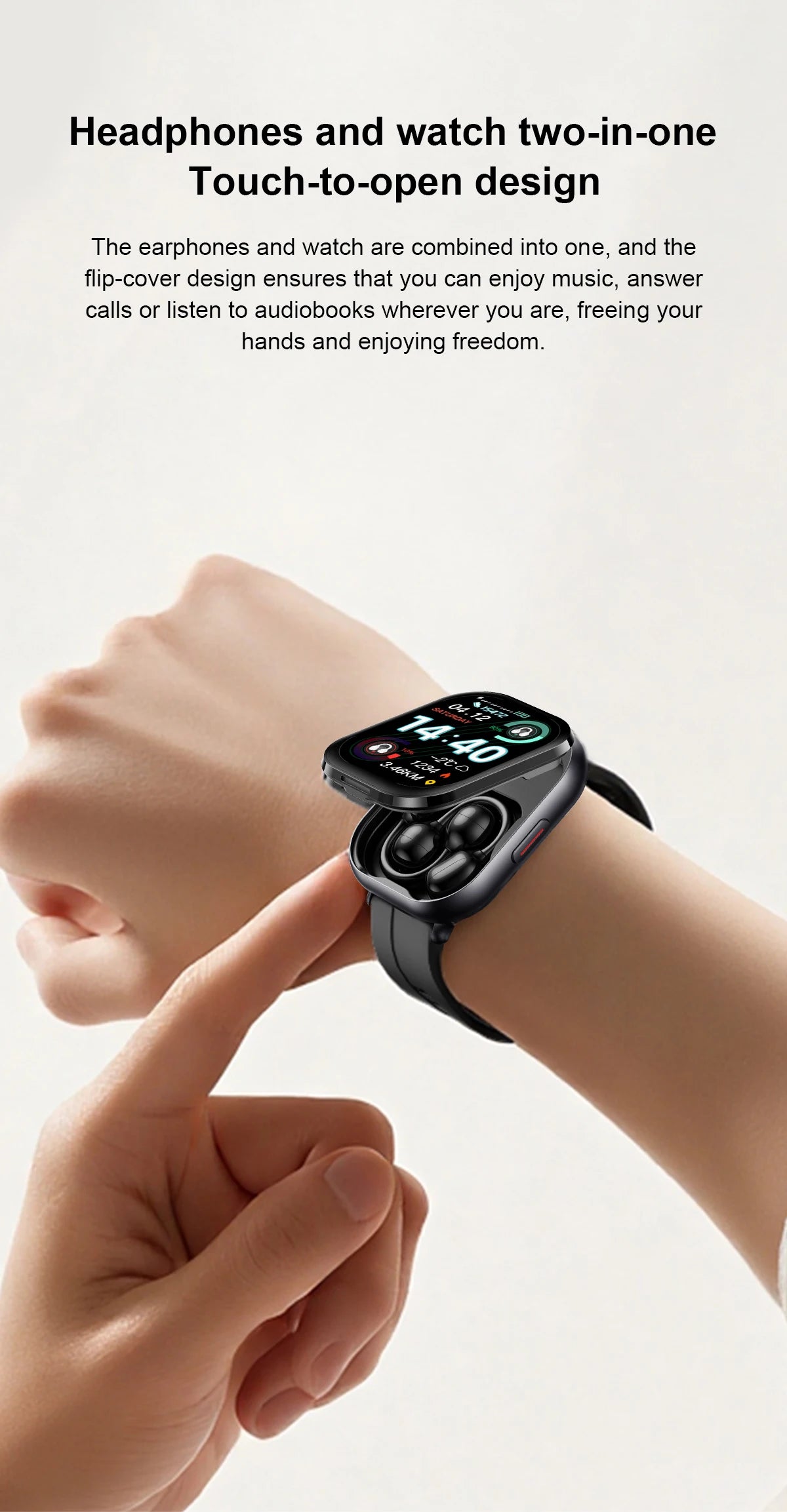 LIGE New Open-back Cip-on Headphones Smart Watch For Men Women 2.01” HD Screen Massive Watch Faces Bluetooth Call Smartwatches