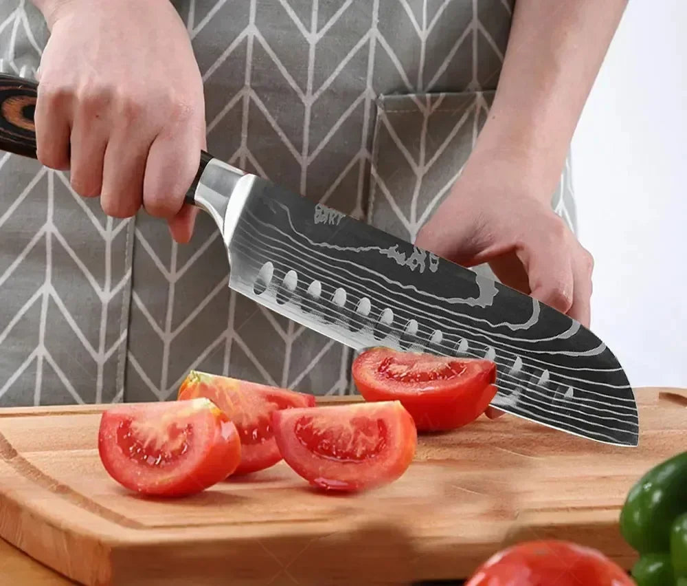Couteau de Chef Damas Ensemble de Couteaux de Cuisine Professionnels Couteau à Désosser Couteau de Boucher Couteau Utilitaire Couteau Santoku Japonais avec Housse