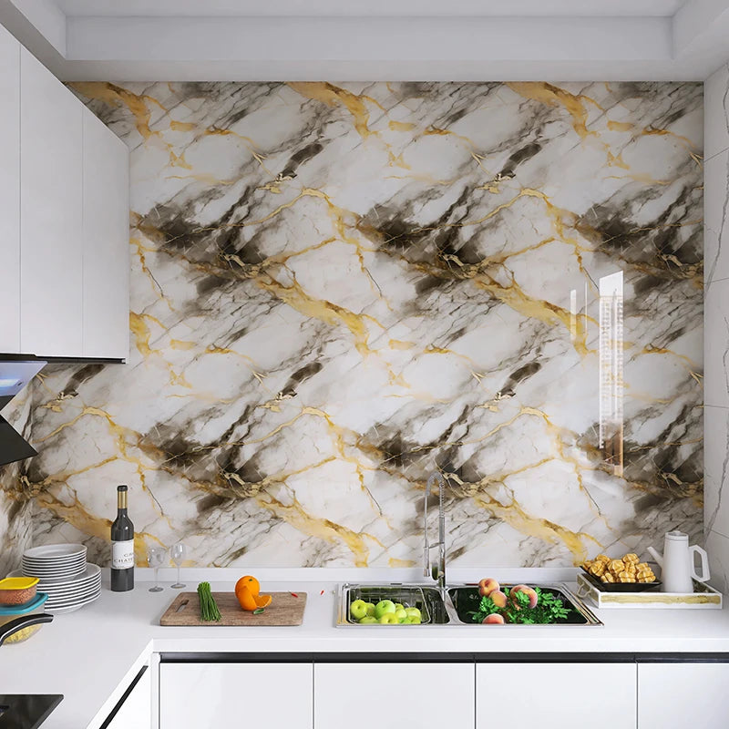 40cm wide marble pattern wall sticker, waterproof stain-resistant oil-resistant PVC self-adhesive wallpaper kitchen wall sticker