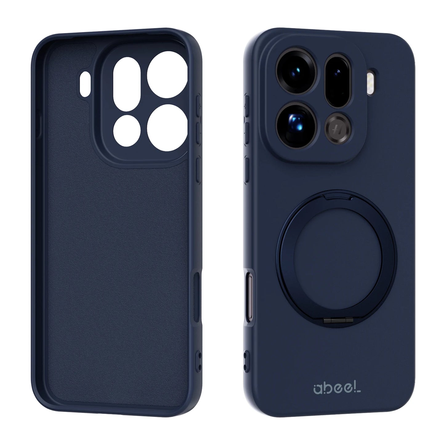 Pour étui OPPO Find X9 Pro en silicone liquide doux au toucher avec support magnétique pour anneau et doublure en fourrure, coque de téléphone portable souple