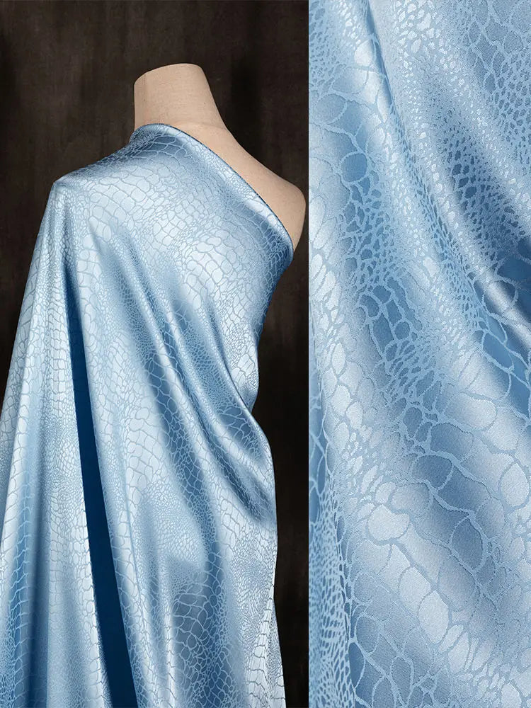 Tissu Micro Stretch Jacquard Noir au Mètre pour Robes Vêtements Couture Motif Uni Imprimé Crocodile Tissu Lisse pour Travaux d'Aiguille