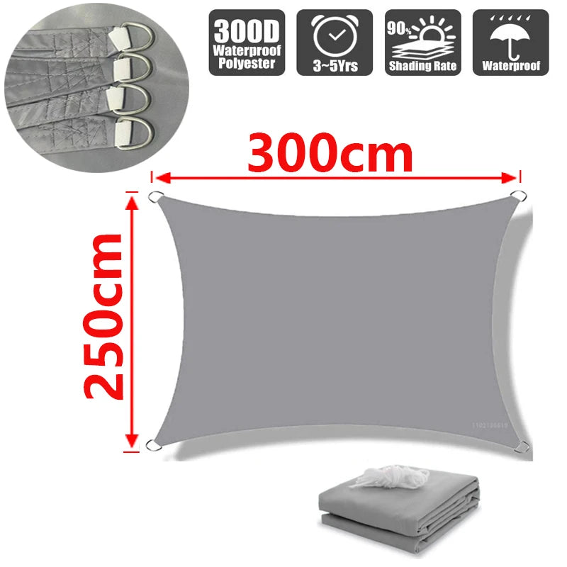 Sonnensegel für den Außenbereich, 300D Polyester, wasserdicht, UV-beständig, für Terrasse, Carport, Garten usw.