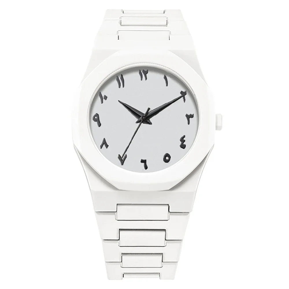 Nouvelle Montre Homme Tendance Simple Noire Montres Quartz Homme Chiffres Arabes Bracelet Casual Goutte d'Huile