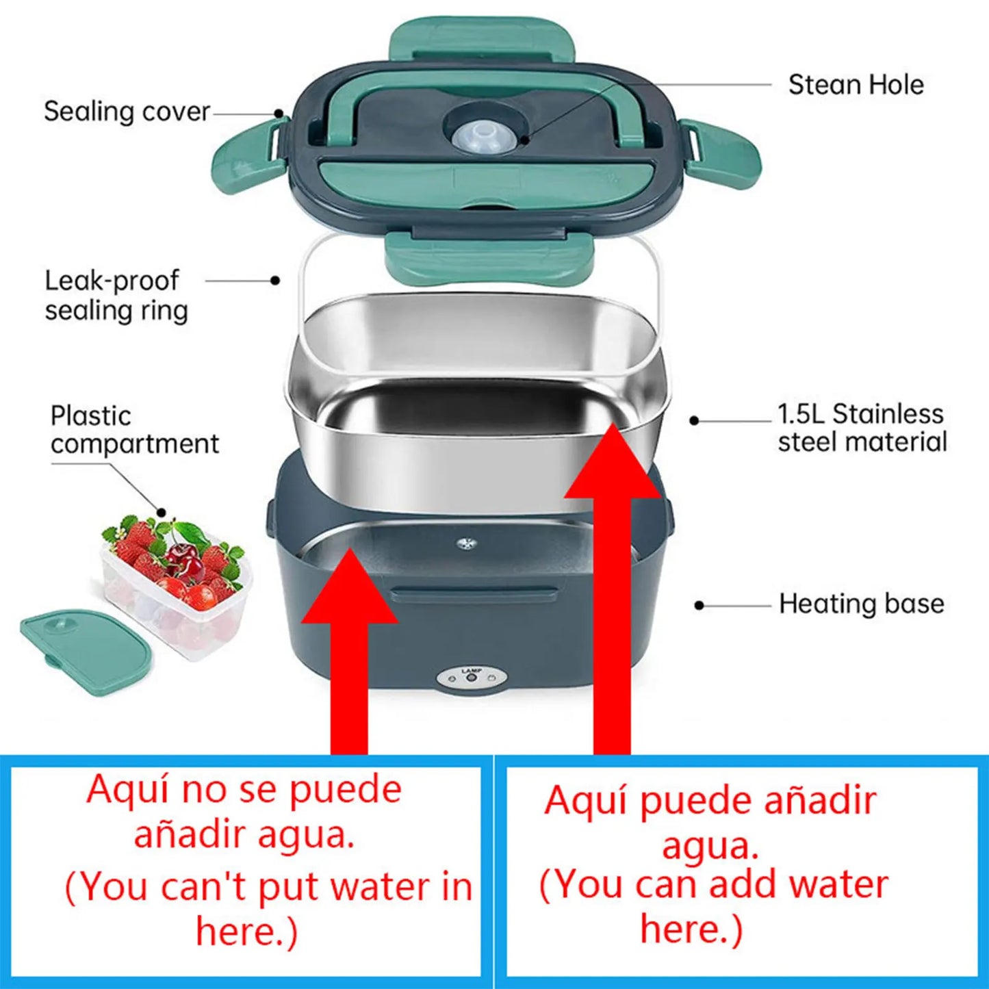 1,5 L 40W Electric Lunch Box Portable Food Heater for Car and Home Heating for Lunch