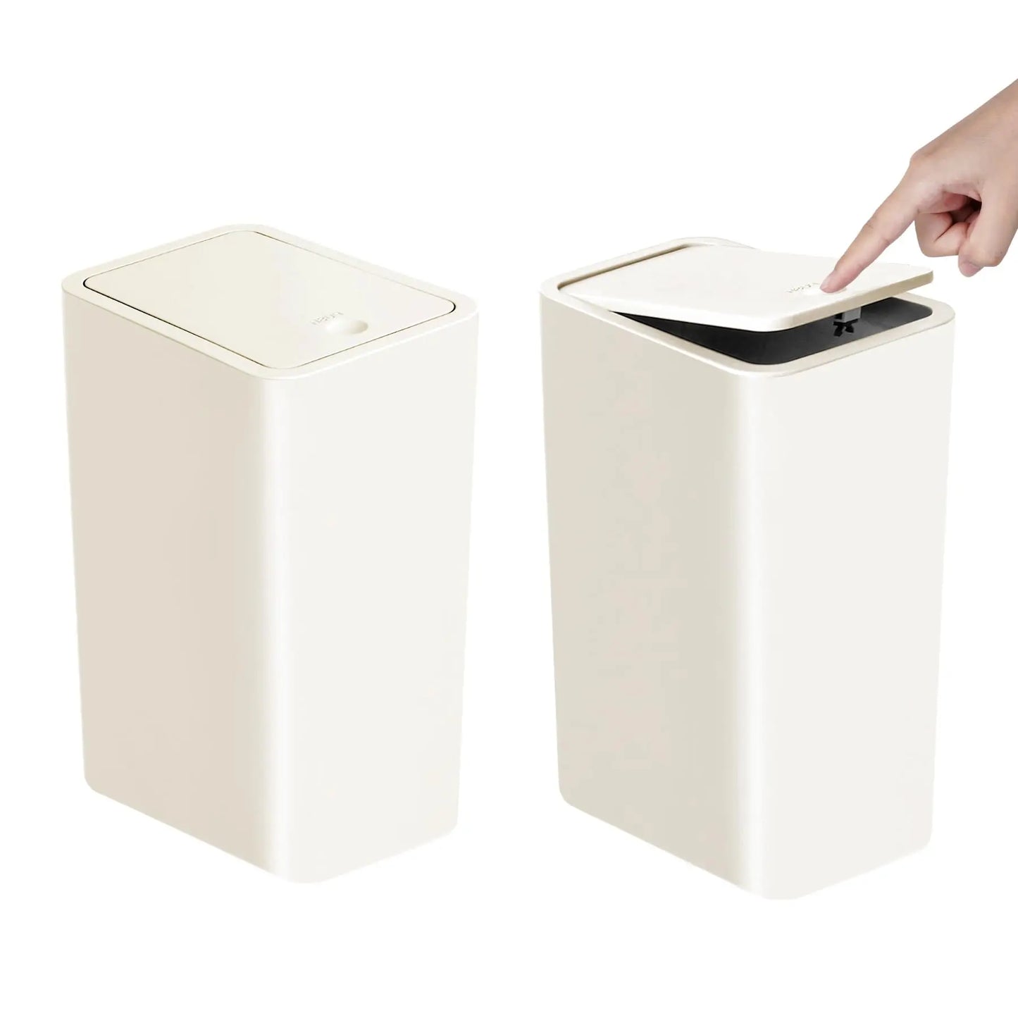 Badezimmer Mülleimer-10L Kleiner Mülleimer mit Druckdeckel für Toilette, Schlafzimmer, Wohnzimmer – Kunststoff-Abfalleimer mit Pop-up-Deckel