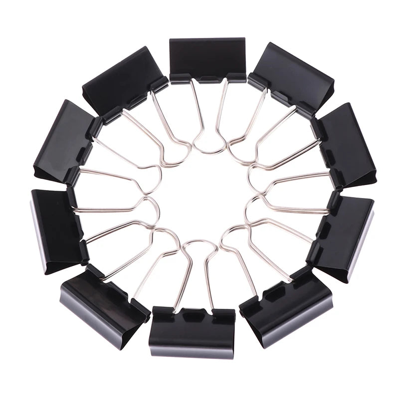 10pcs  Black Metal Binder Clips Notes Letter Paper Clip Office Supplies Binding Securing Clips 15/19/25/32mm