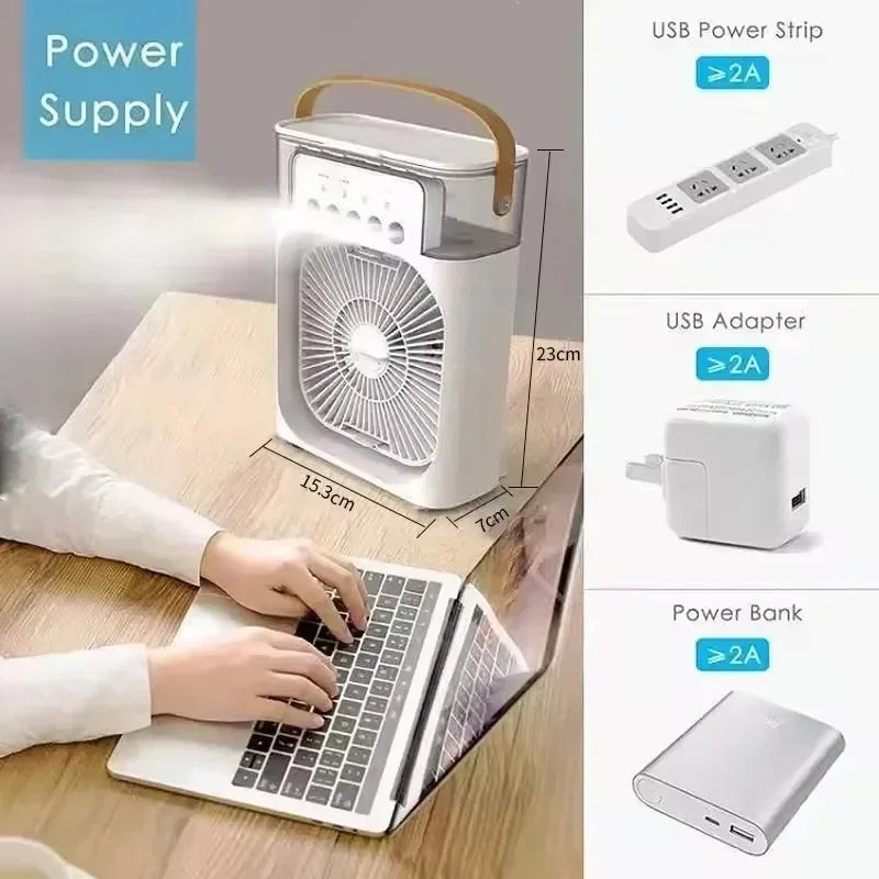Ventilator Tragbarer Luftkühler Klimaanlage Luftbefeuchter mit 500 ml Wassertank Leiser Nebel-Wassersprühventilator für Zuhause, Zimmer, Camping, Auto, Büro