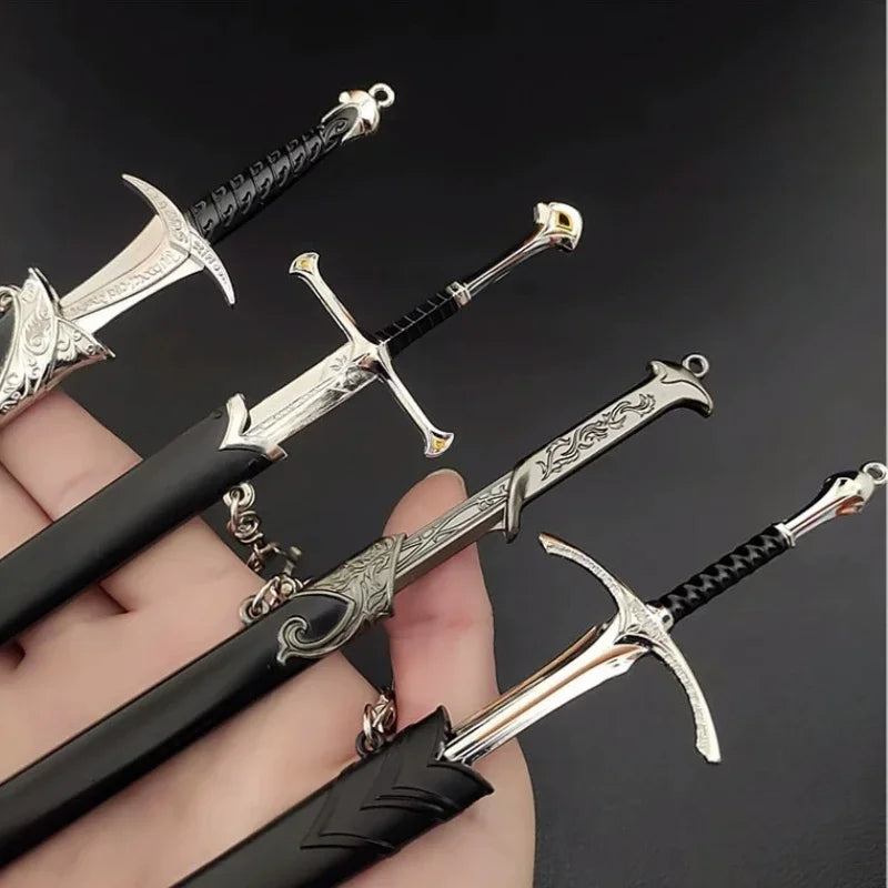 18-22cm Seigneur des Anneaux Arme Médiévale Glamdring Aragorn Narthil Épée Métal Katana Samouraï Porte-clés Ornements Cadeaux Jouet