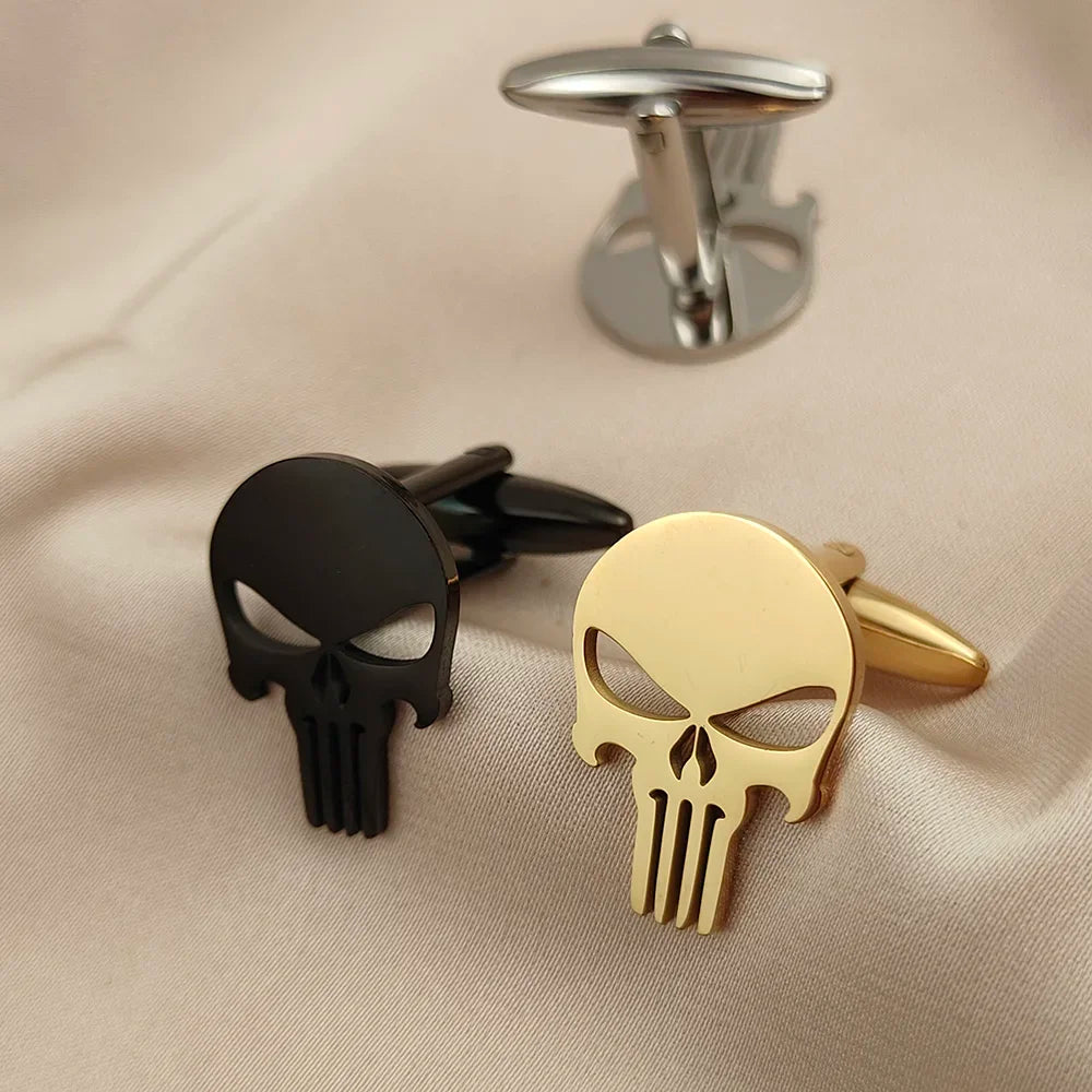Manschettenknöpfe aus Edelstahl mit Totenkopf Vintage Personalisiertes Design Schmuck Skelett Manschettenknöpfe Party Hemd Ärmelknöpfe