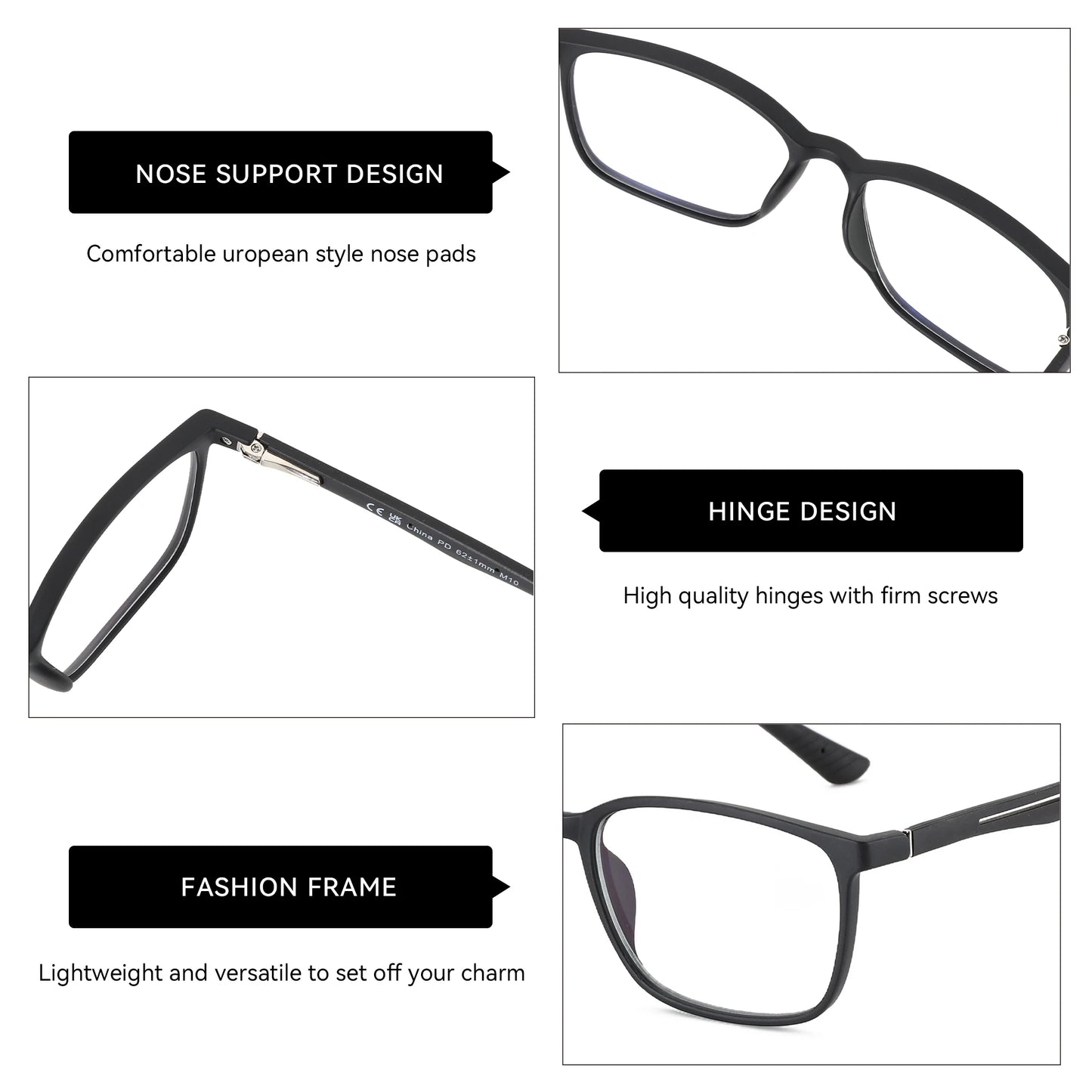 ZENOTTIC Fashion Unisex Square Prescription Glasses Anti Blue Light/Photochromic/ Myopia/Hyperopia/Progressive Eyeglasses