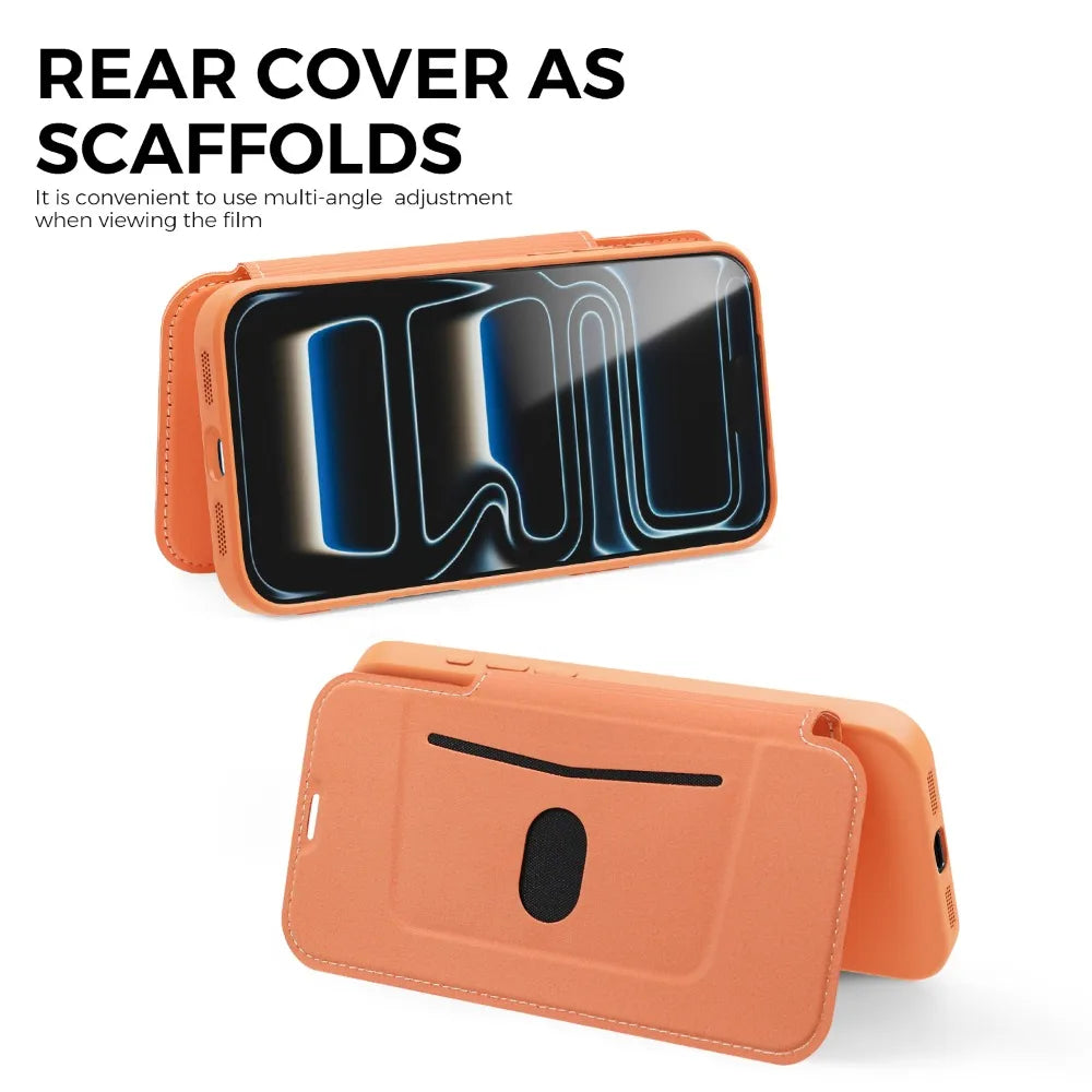 Luxury Leather Original Liquid Silicone Flip Wallet Card Case For iPhone 17 16 15 14 11 12 13 Pro Max Air XS 8 7 Plus Soft Cover