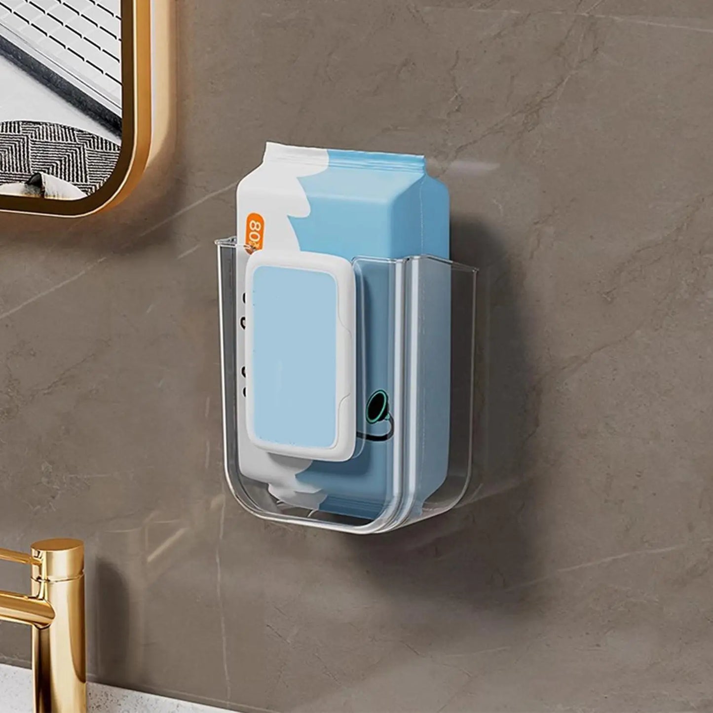 Stanzfreie Toilettenpapierhalter-Box, Feuchttücherbox, Wandhalterung für Feuchttücher, Taschentuch-Organizer, selbstklebender Papierhandtuchspender