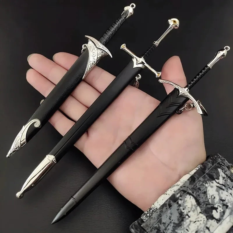 Épée de samouraï Katana en métal de 18-22 cm, arme médiévale Glamdring Aragorn Narthil, seigneur des anneaux, porte-clés, ornements, cadeaux, jouet