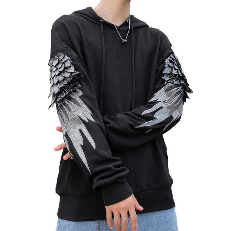 Sweat-shirt Homme à Capuche Brodé Vêtements Masculins Hip Hop Sweats à Capuche Chemise Blanche Luxe Sans Marque Streetwear Automne Pas Cher Emo
