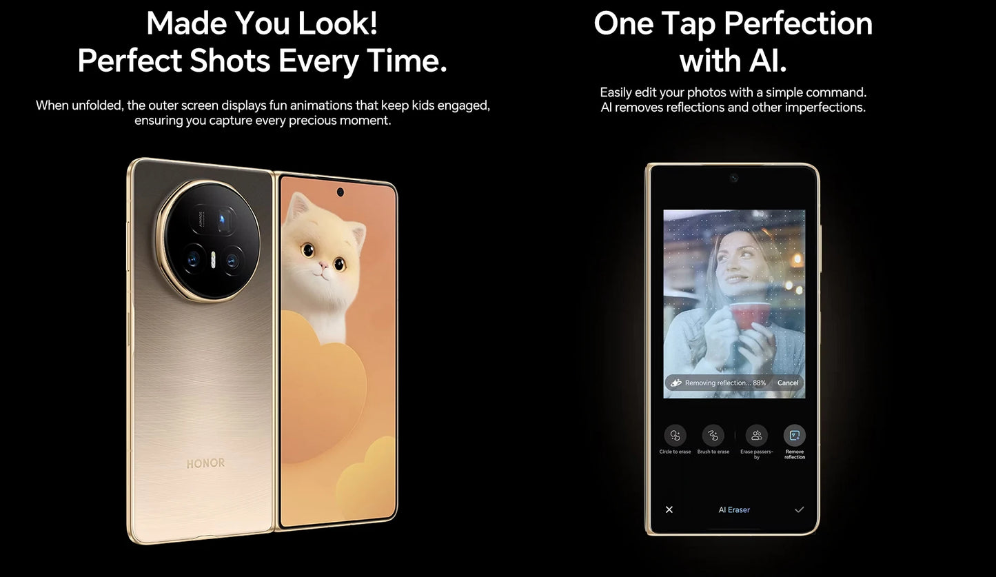HONOR Magic V5 Version globale 5G Smartphone pliable Snapdragon 8 Elite Écran LTPO OLED 7,95 pouces Batterie 5820 mAh SuperCharge 66 W