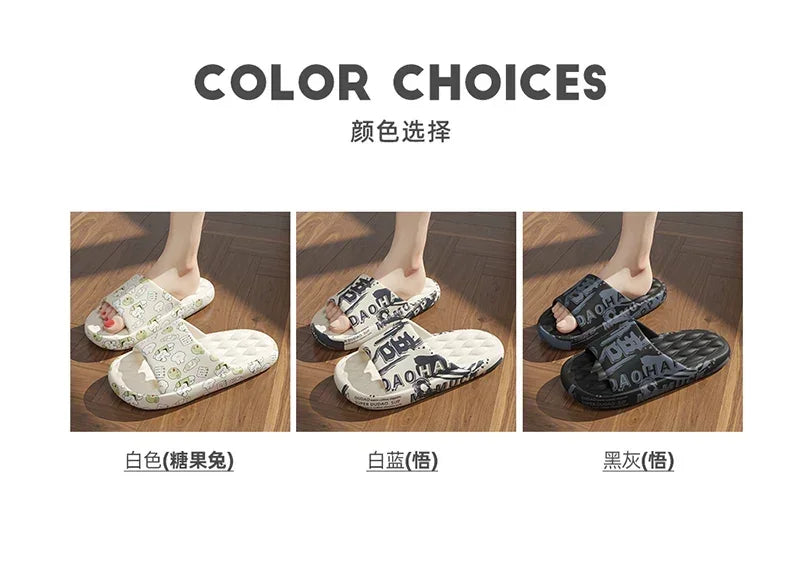 QYCKABY 2024 Mens Summer Slippers Beach Sandals Flip Flop Printing Thick Soled Boys Girls Unisex Home Bath Shoe Large Size 46-47