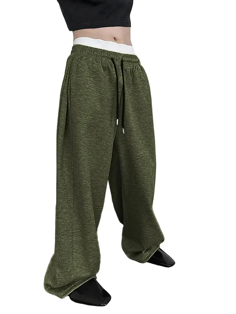 Pantalon de survêtement large Y2K Harajuku pour femmes, streetwear, ample, surdimensionné, gris, de sport, taille haute, avec cordon de serrage, décontracté