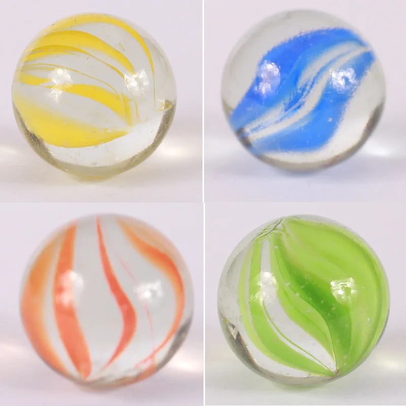 50pcs 14MM Cat Eye Petal Glass Marble Catapult Marble Colored Pattern Glass Beads Transparent Marble Ball Children's Toy