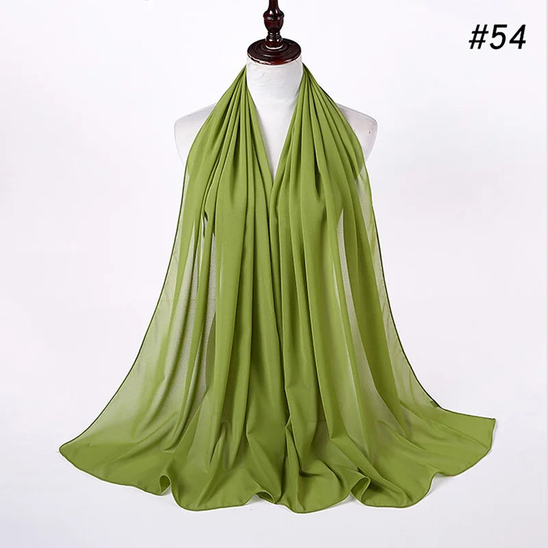 Hijab musulman en mousseline pour femmes, écharpe en mousseline bulle, voile pour femmes, musulmanes, islamiques, de couleur unie, malaisiennes, écharpes foulard musulman