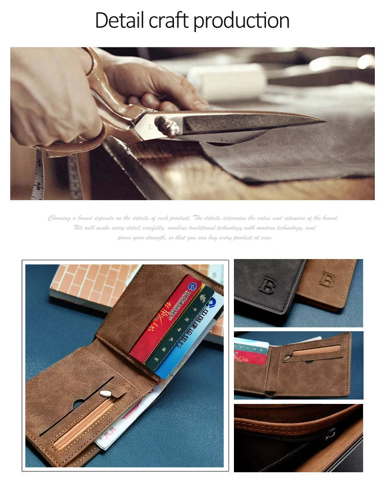 Nouveau Portefeuille Homme en Cuir PU Tendance 2022 avec Compartiment Monnaie Zippé Petit Porte-monnaie Slim Dollar Nouveau Design Portefeuille