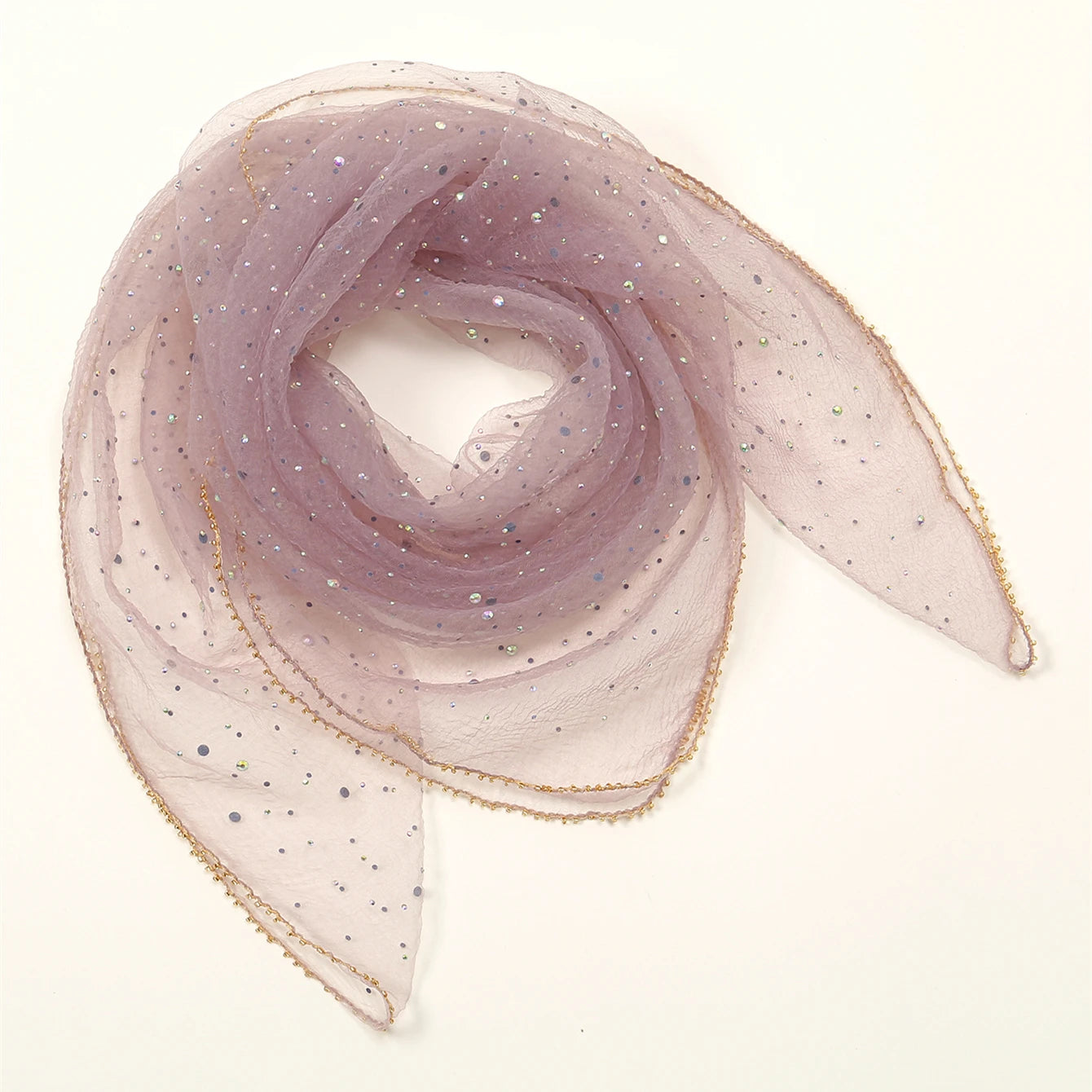 80*80cm Small Size Square Scarf Thin Light Breathe Turban Diamonds Solid Color Lace Veil Headscarf  Luxury Bag Scarf Accessories
