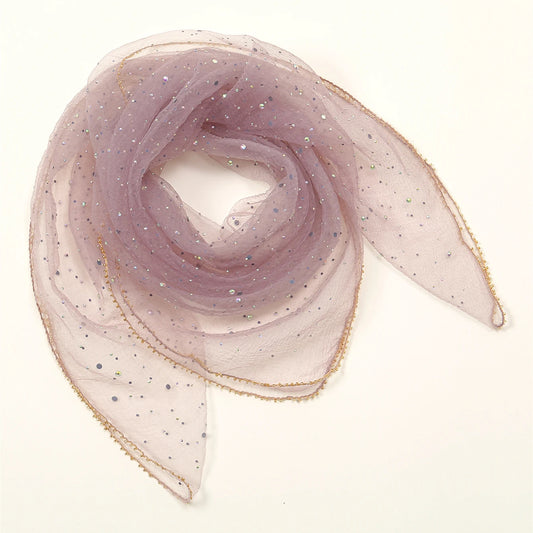 80*80cm Small Size Square Scarf Thin Light Breathe Turban Diamonds Solid Color Lace Veil Headscarf  Luxury Bag Scarf Accessories