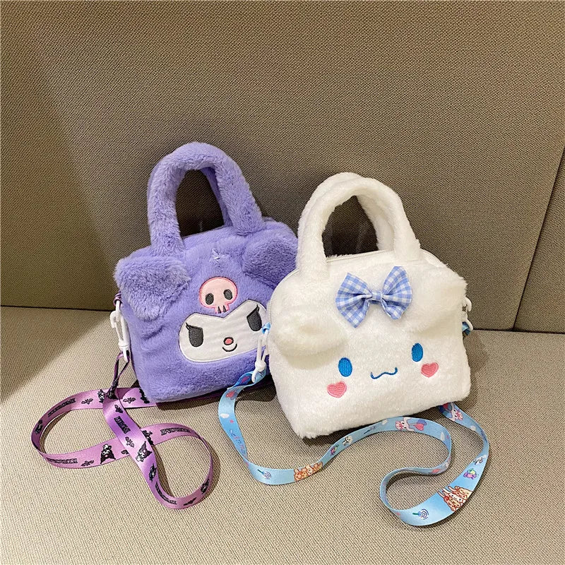 Sanrio Plüschtasche Kuromi Cinnamoroll Melody Stitch Handtasche Hello Kitty Umhängetasche Kosmetiktaschen Jungen Mädchen Weihnachtsgeschenk