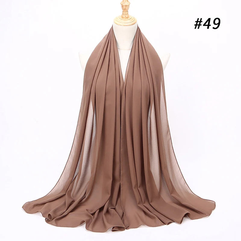 Hijab musulman en mousseline pour femmes, écharpe en mousseline bulle, voile pour femmes, musulmanes, islamiques, de couleur unie, malaisiennes, écharpes foulard musulman