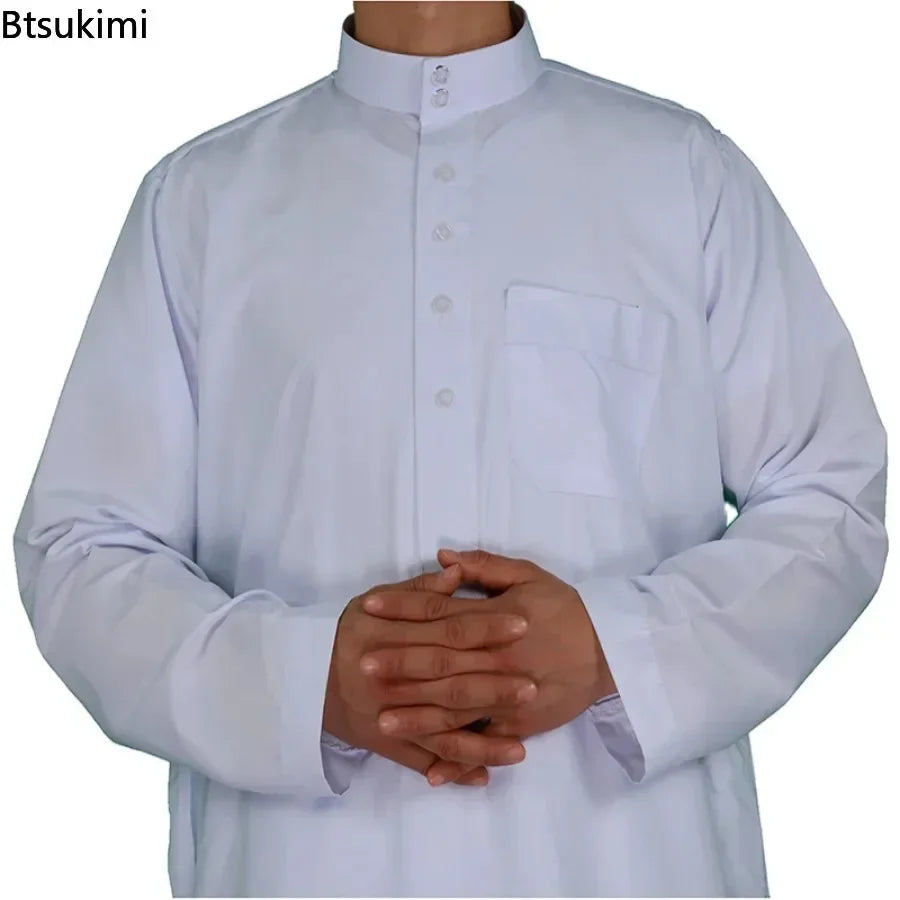 Islamische Kleidung Herren Langarm Locker Muslimische Männer Saudi-Arabien Pakistan Kurta Muslimische Kostüme Muslimisches Kleid Kaftan Thobe
