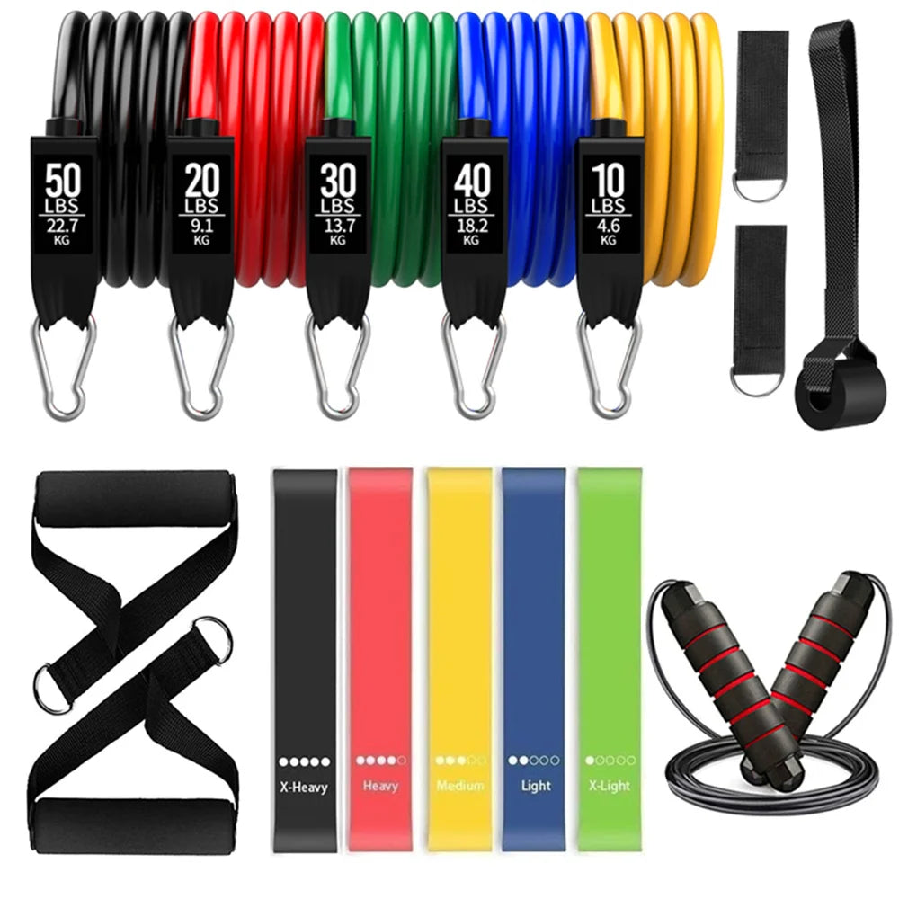 360lbs Fitness Übungen Widerstandsbänder Set Elastische Tubes Zugseil Yogaband Trainingsausrüstung für Zuhause Fitnessstudio Gewicht