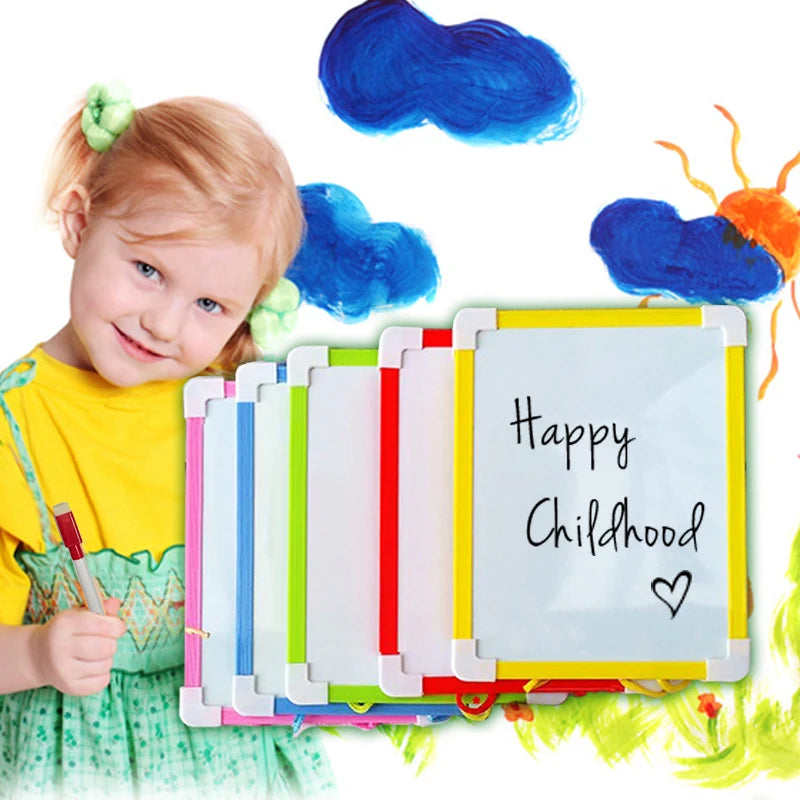Tableau blanc magnétique pour enfants 20.5*15.6cm, 5 couleurs de cadre, mini tableau de dessin effaçable à sec, petites ardoises suspendues avec stylo