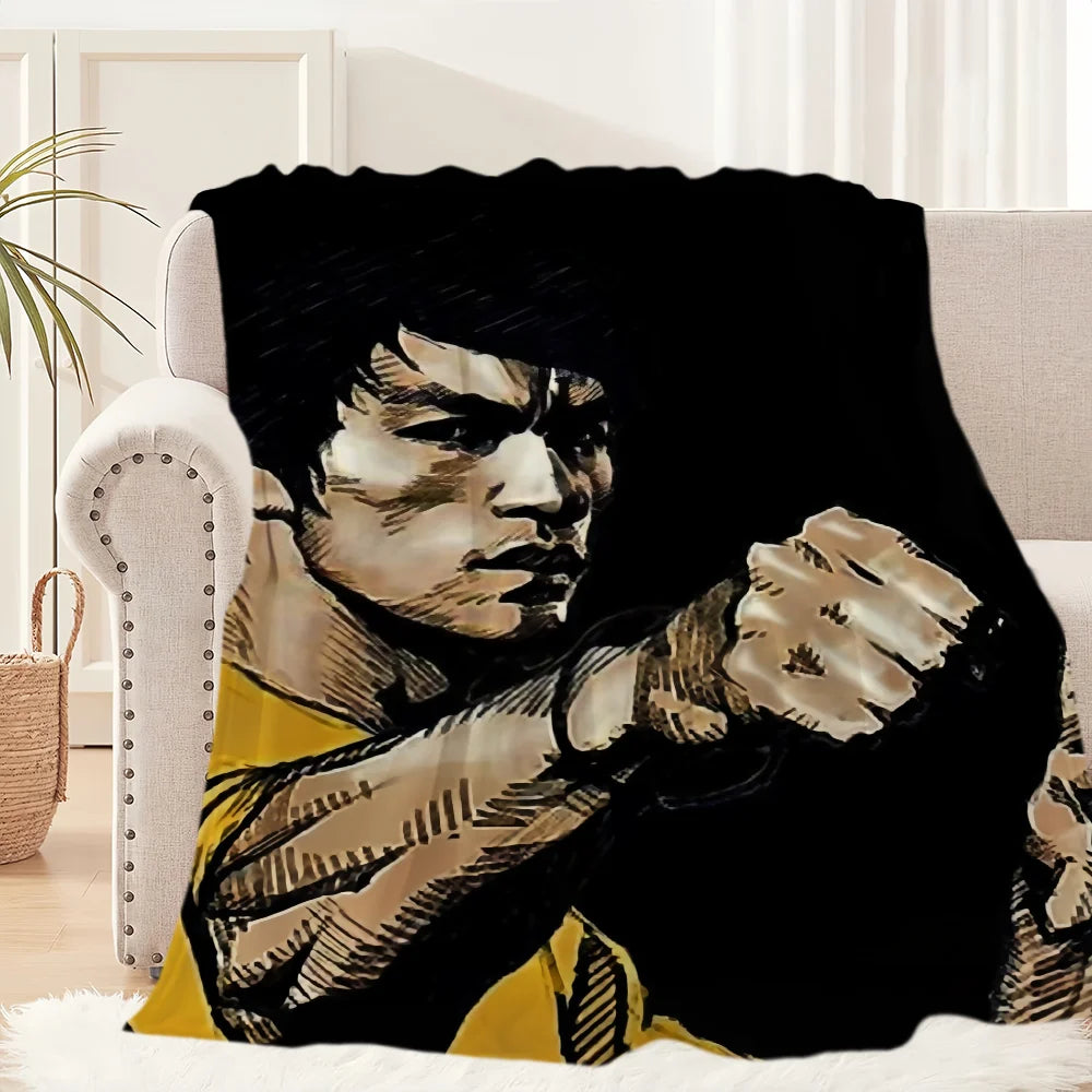 Couverture polaire Bruce Lee Kung Fu, tapis de sieste pour canapé, salon, bureau, chambre à coucher, cadeaux d'anniversaire pour enfants, voyage, maison