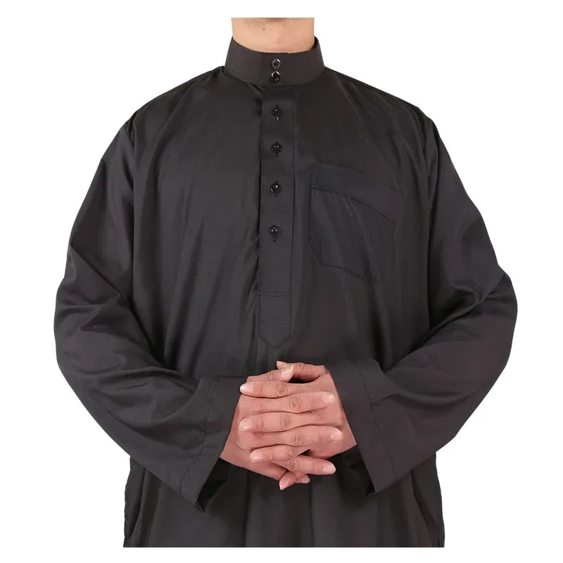 Neu 2025 Naher Osten Muslim Männer Kleid Langarm Jubba Thobe Ramadan Eid Dishdasha Robe Muslimisch Islamische Kaftane Arabische Kleidung