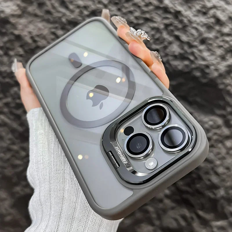 Luxuriöser Metallringhalter Hochtransparente stoßfeste Handyhülle für iPhone 16 15 14 13 12 11 ProMax Objektivschutzfolie