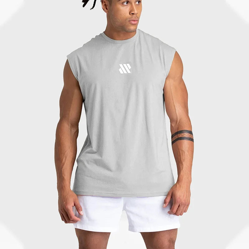 Herren ärmelloses Sportshirt, Fitnessstudio, Laufen, schnell trocknendes Weste, atmungsaktiv, locker, Training, Sommer Herrenbekleidung