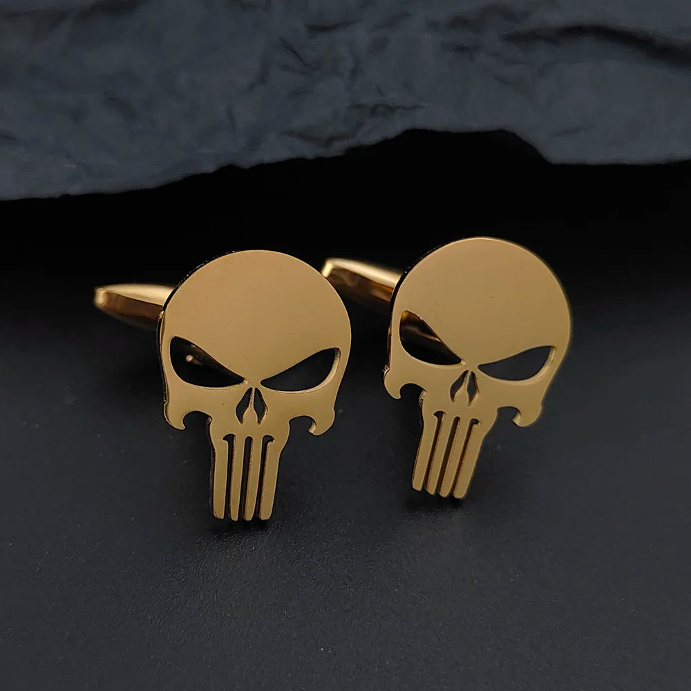 Trendy skull metal suit cufflinks, men's personalized stainless steel badge, jacket/backpack decorations.