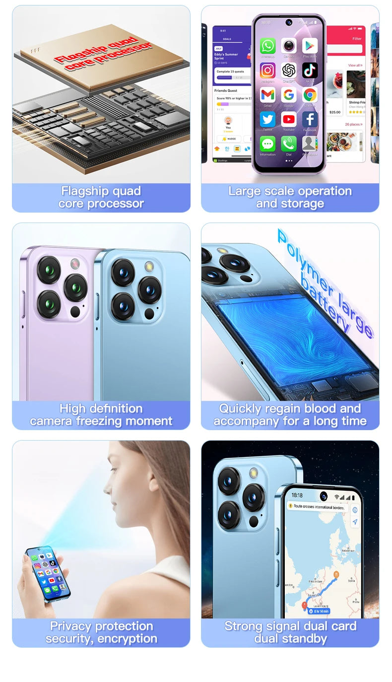 SOYES XS19 Mini Smartphone 3.88 Zoll 2 GB RAM 16 GB ROM Android 10.0 mit Gesichtserkennung Dual SIM Standby 3G-Netzwerk Kleines Telefon