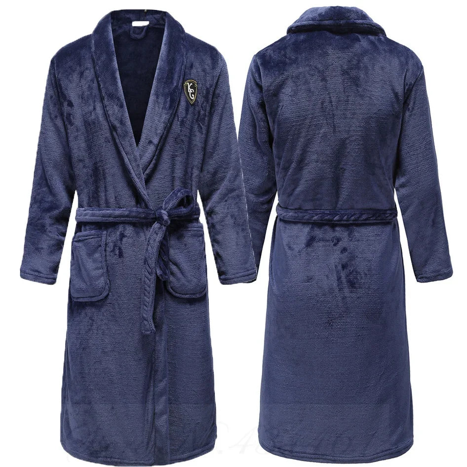Peignoir Homme Polaire Épais Chaud Coral Fleece Flanelle Vêtement de Nuit Robe de Chambre Lingerie D'intérieur Vêtement D'intérieur Ample Peignoir