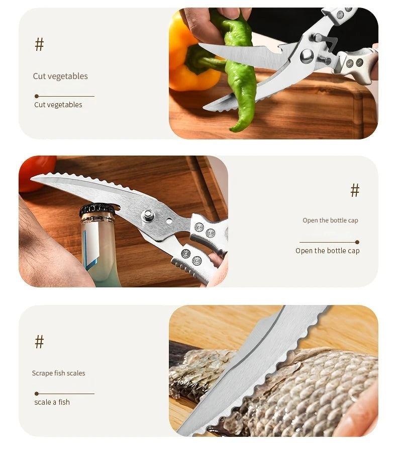 Heavy Duty Kitchen Scissors Meat Fruit Boning Fishing Hunting Camping Professional Stainless Steel Chicken Bone Kitchen Shears