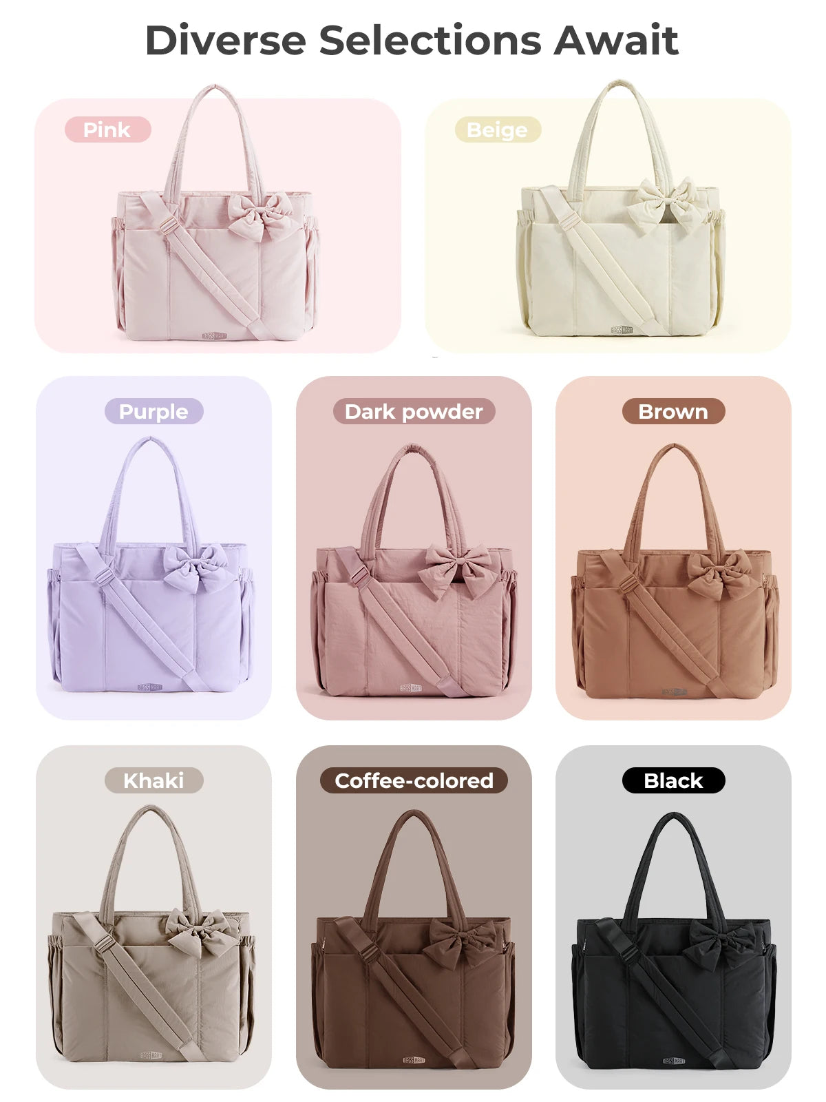 Grand sac fourre-tout grande capacité BAGSMART pour femmes, sac à main polyvalent pour les trajets quotidiens, sacoche bandoulière avec plusieurs poches, sac de sport