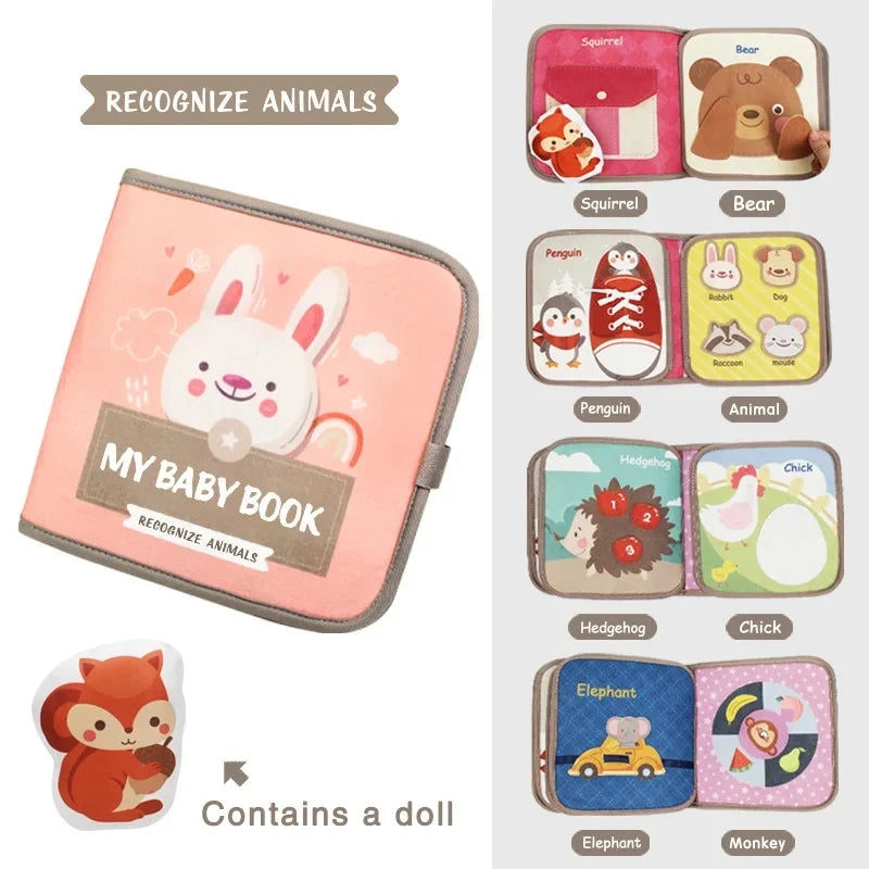 Jouets Montessori Histoire d'Animaux de la Ferme Livre en Tissu d'Activités Jouets d'Apprentissage Préscolaire Motricité Fine Livre en Feutre d'Éducation Précoce pour les Tout-petits