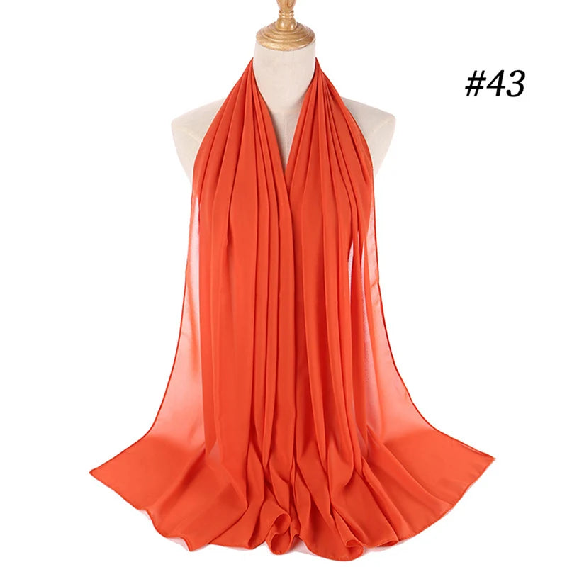Hijab musulman en mousseline pour femmes, écharpe en mousseline bulle, voile pour femmes, musulmanes, islamiques, de couleur unie, malaisiennes, écharpes foulard musulman