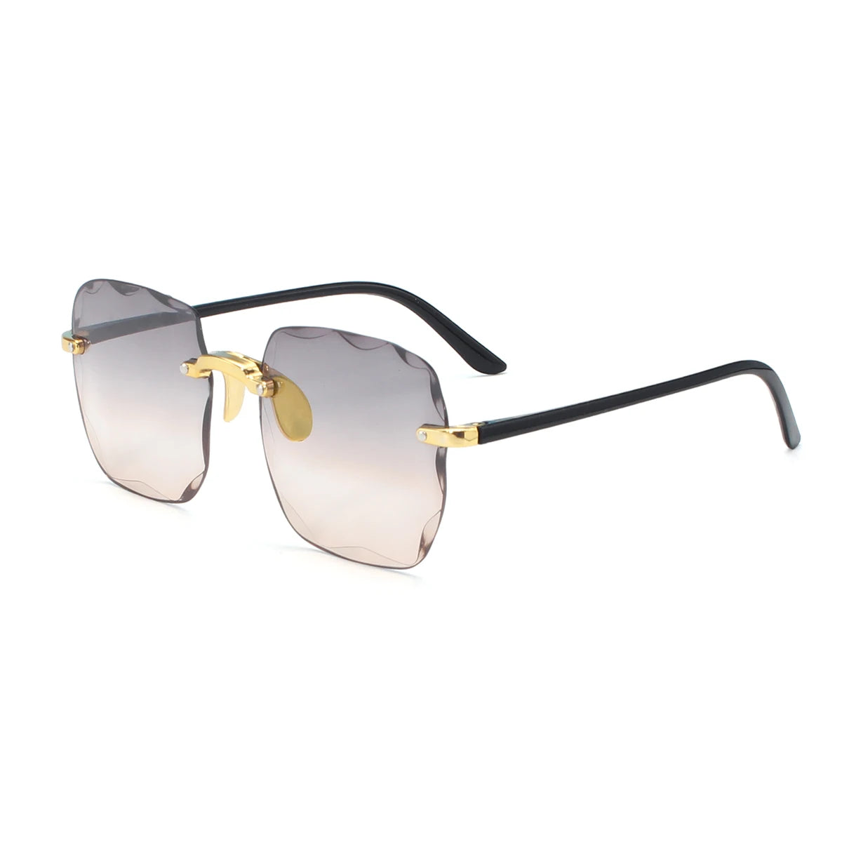 Randlose Damen-Sonnenbrille, modische Verlaufsgläser, Damensonnenbrille, Vintage-PC-Bügel, klassische Designer-Sonnenbrille für Herren