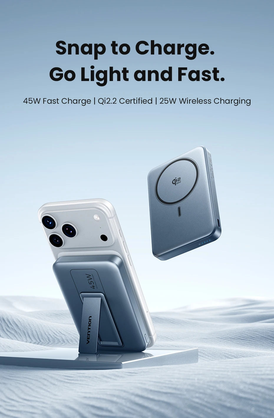 Vention 10000mAh 45W Powerbank für Qi2.2 25W MagSafe Magnetische Kabellose Batterie Tragbares Ladegerät für iPhone 17 16 Samsung S25 24