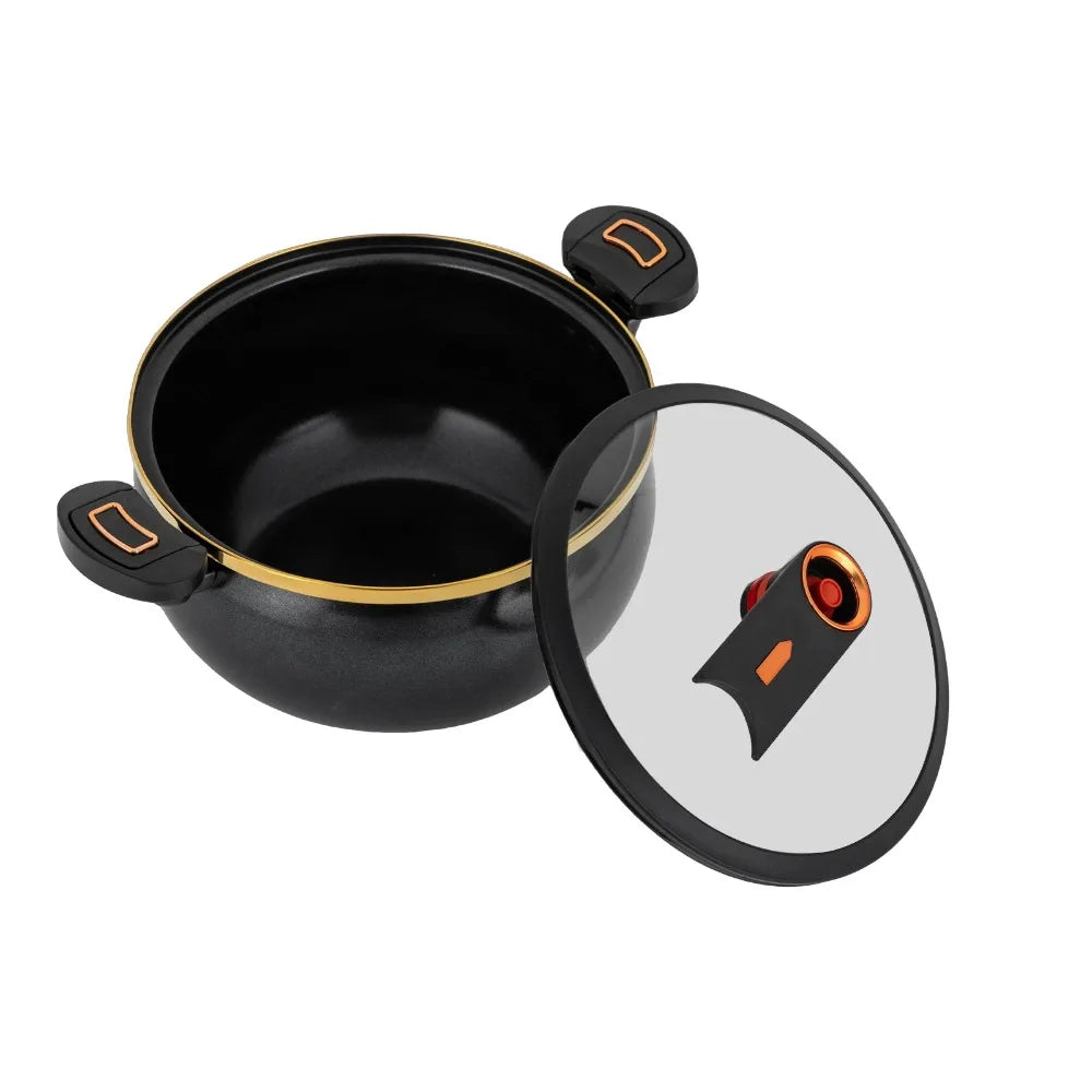 Marmite à micro-pression 7 L, antiadhésive, universelle, couvercle visible, grande capacité, compatible cuisinière à induction