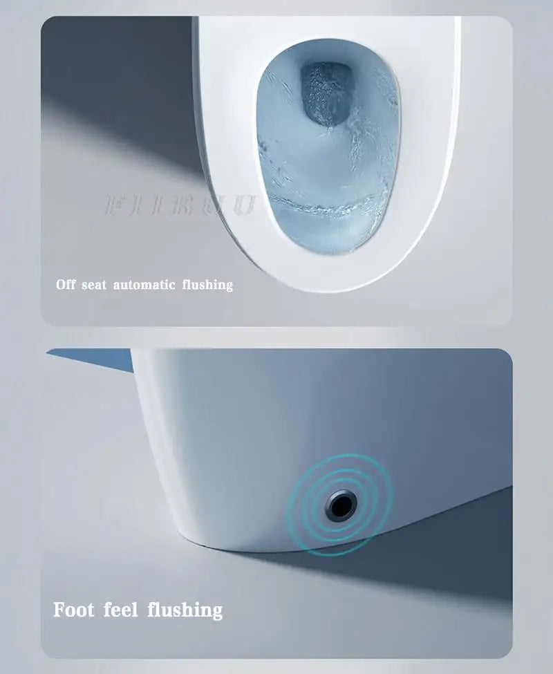 Luxuriöses Smart-WC mit integriertem Wassertank, beheiztem Sitz, verlängerter Toilettenschüssel, Verdunklungs-Spülung, Nachtlicht und integriertem Bidet-Sitz