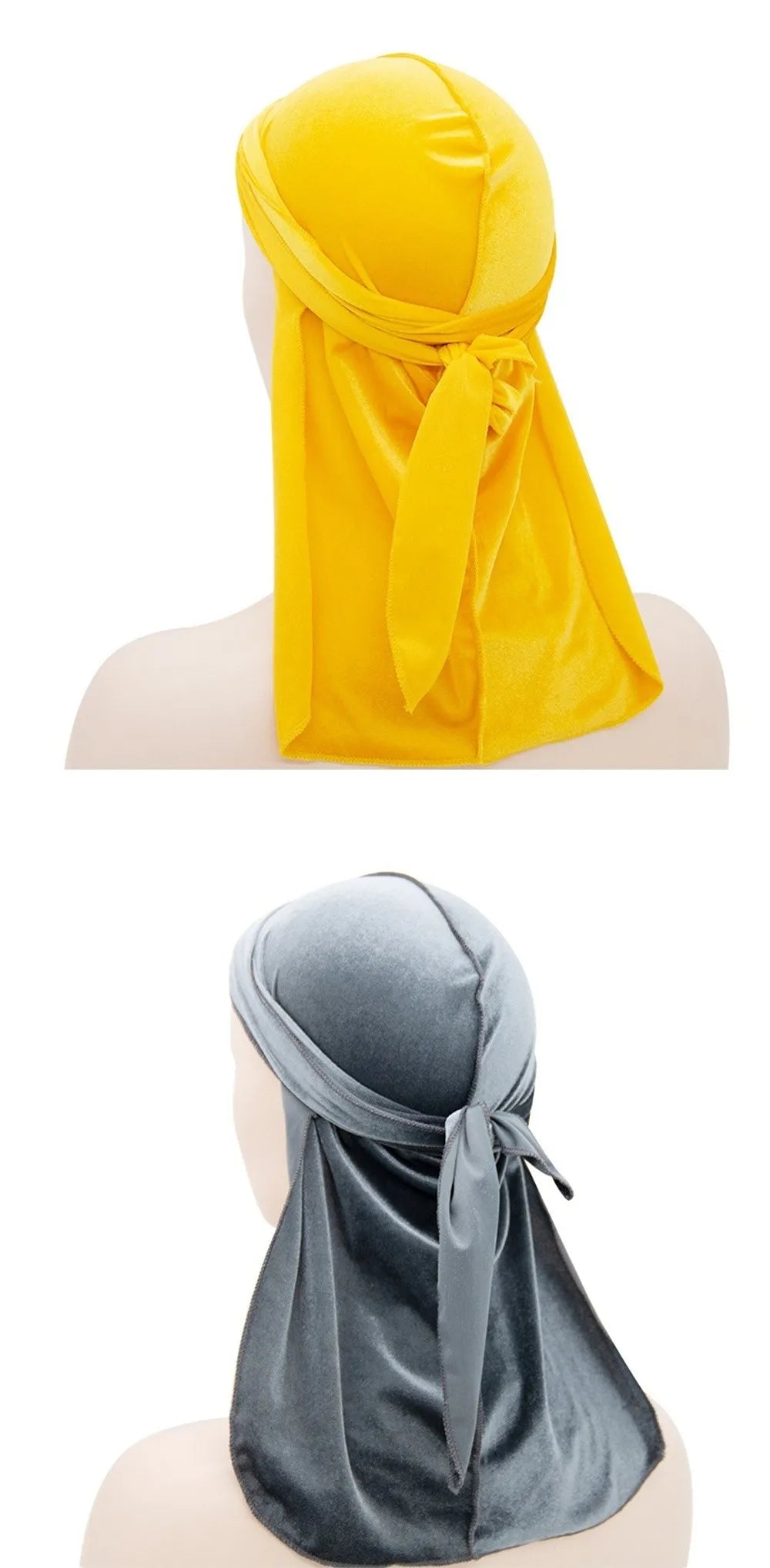 Nouveaux Durags en Velours Casquettes Longue Queue Chapeau Turban Respirant Bandeau Élastique Réglable Accessoires pour Cheveux